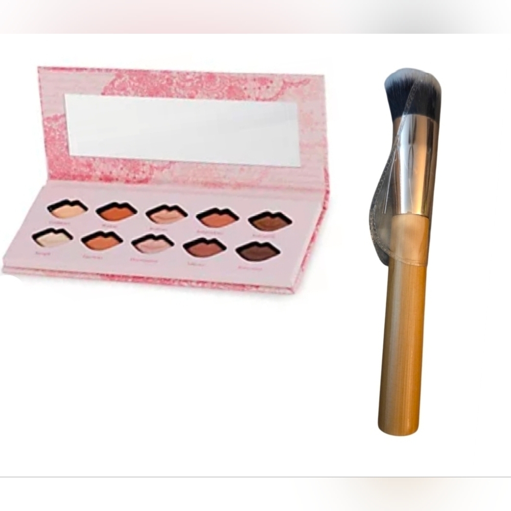 Laura Geller Lip-Shaped Eyeshadow Broken & Tarte Foundation Brush NEW